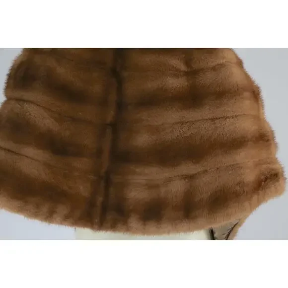Vintage Mink Fur Wrap Shawl Brown 1950s One Size Cape - Picture 9 of 15